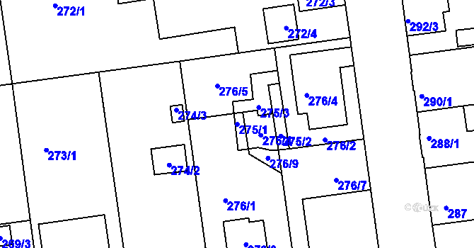 Parcela st. 275/1 v KÚ České Budějovice 4, Katastrální mapa