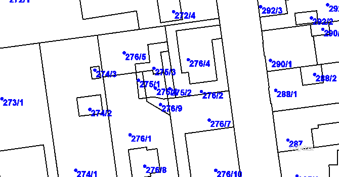 Parcela st. 275/2 v KÚ České Budějovice 4, Katastrální mapa