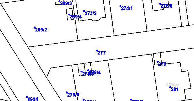 Parcela st. 277 v KÚ České Budějovice 4, Katastrální mapa