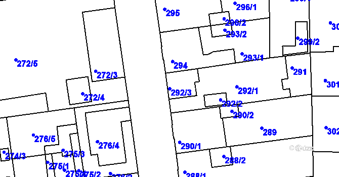 Parcela st. 292/3 v KÚ České Budějovice 4, Katastrální mapa