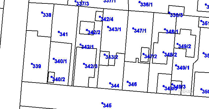 Parcela st. 343/2 v KÚ České Budějovice 4, Katastrální mapa