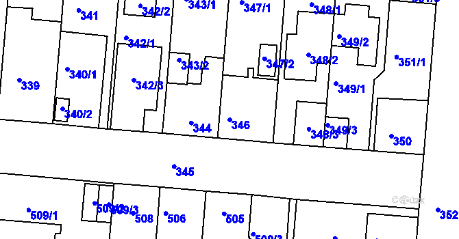 Parcela st. 346 v KÚ České Budějovice 4, Katastrální mapa