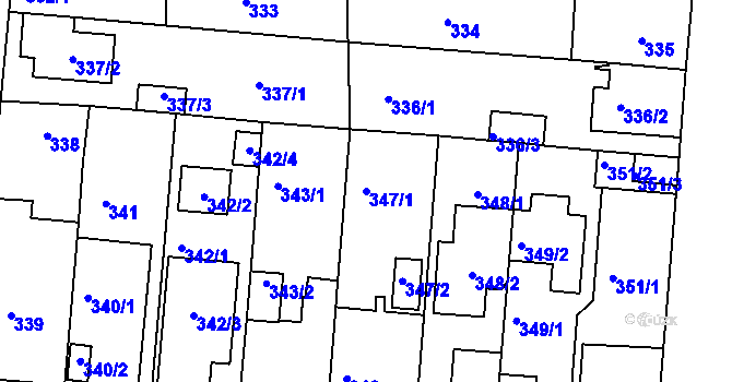 Parcela st. 347/1 v KÚ České Budějovice 4, Katastrální mapa