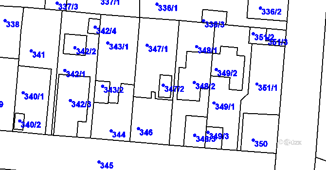 Parcela st. 347/2 v KÚ České Budějovice 4, Katastrální mapa