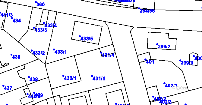 Parcela st. 431/4 v KÚ České Budějovice 4, Katastrální mapa