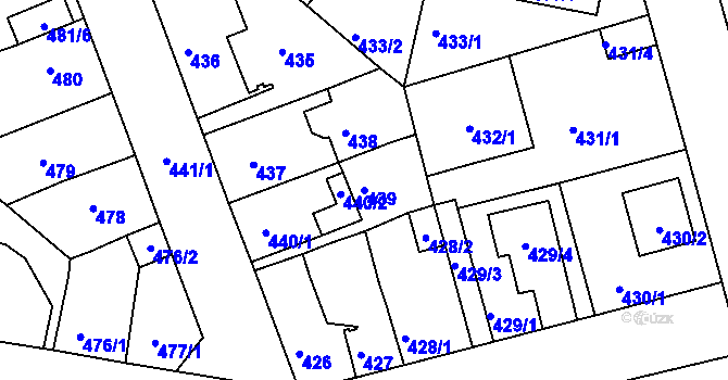 Parcela st. 439 v KÚ České Budějovice 4, Katastrální mapa