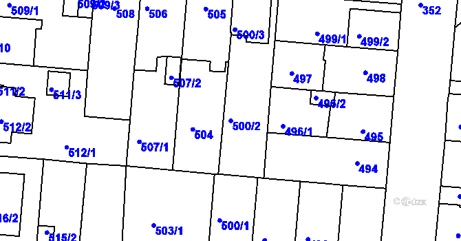Parcela st. 500/2 v KÚ České Budějovice 4, Katastrální mapa