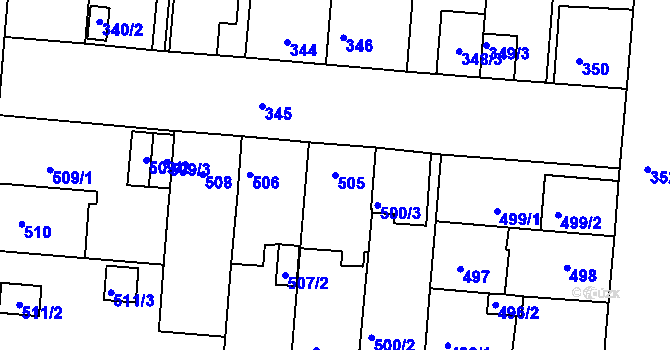 Parcela st. 505 v KÚ České Budějovice 4, Katastrální mapa