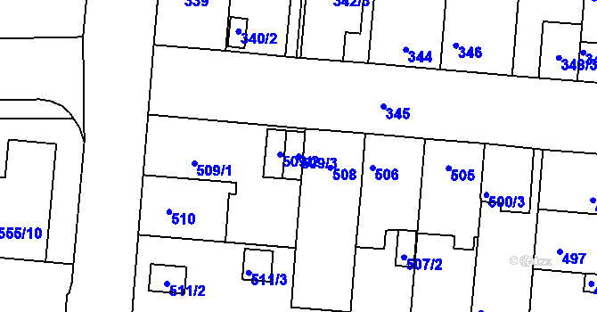 Parcela st. 509/3 v KÚ České Budějovice 4, Katastrální mapa