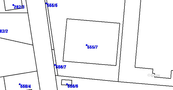 Parcela st. 555/7 v KÚ České Budějovice 4, Katastrální mapa