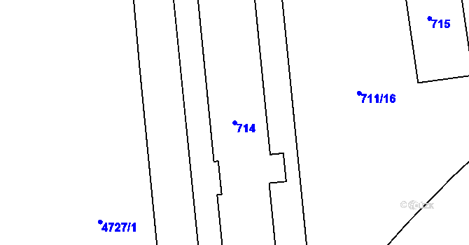 Parcela st. 714 v KÚ České Budějovice 4, Katastrální mapa
