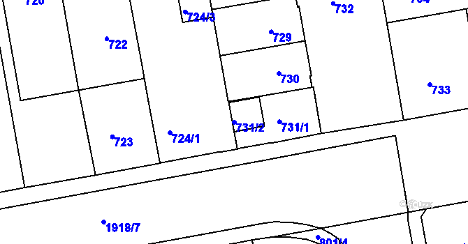 Parcela st. 731/2 v KÚ České Budějovice 4, Katastrální mapa