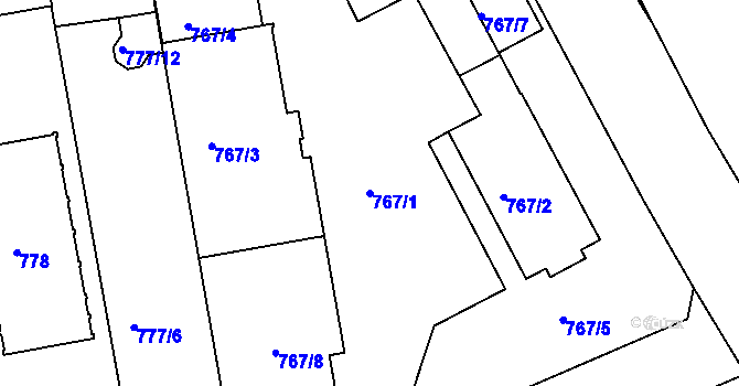 Parcela st. 767/1 v KÚ České Budějovice 4, Katastrální mapa