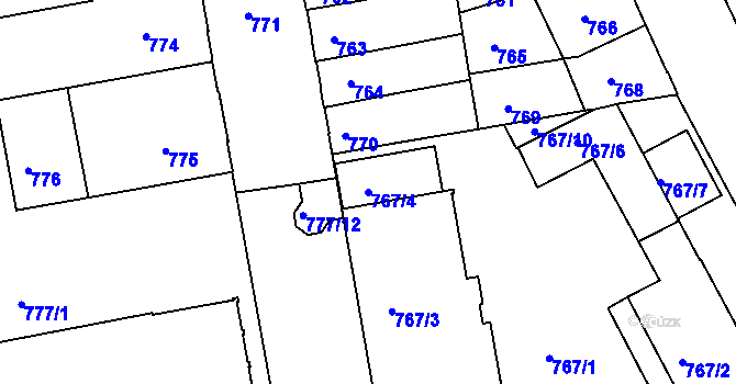 Parcela st. 767/4 v KÚ České Budějovice 4, Katastrální mapa