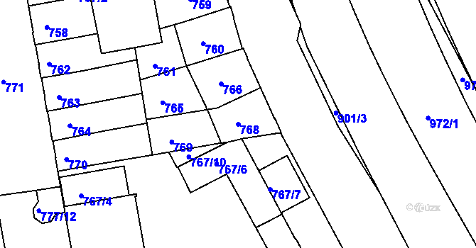 Parcela st. 768 v KÚ České Budějovice 4, Katastrální mapa