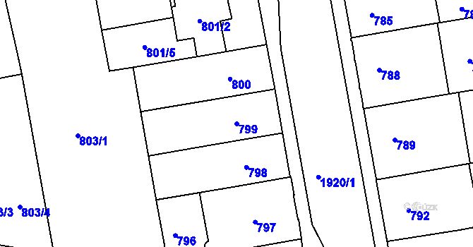 Parcela st. 799 v KÚ České Budějovice 4, Katastrální mapa