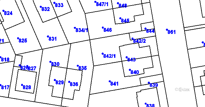 Parcela st. 842/1 v KÚ České Budějovice 4, Katastrální mapa