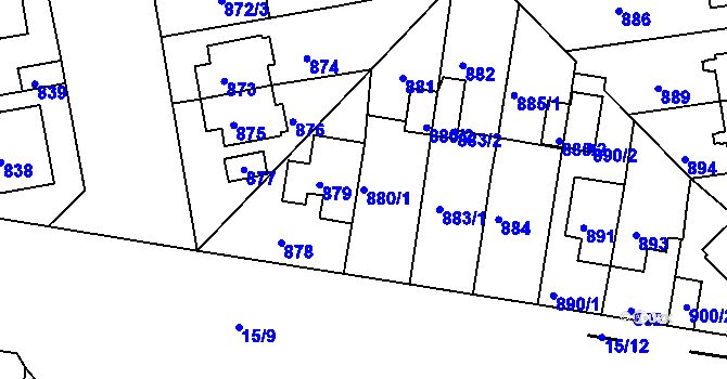 Parcela st. 880/1 v KÚ České Budějovice 4, Katastrální mapa