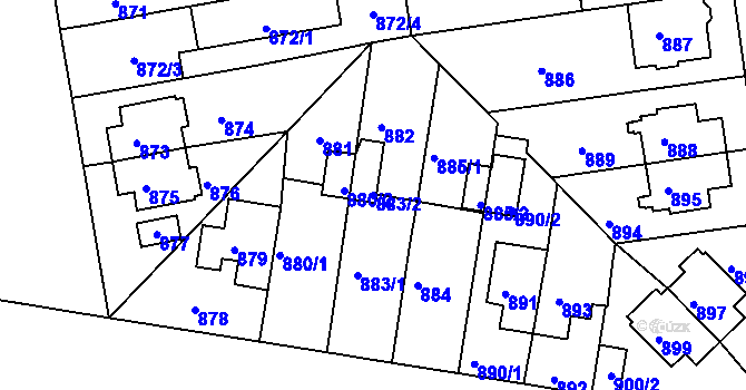 Parcela st. 883/2 v KÚ České Budějovice 4, Katastrální mapa