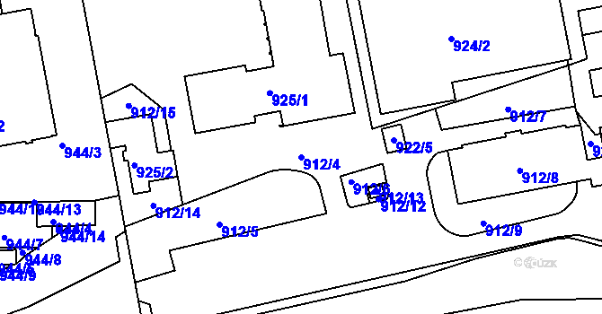 Parcela st. 912/4 v KÚ České Budějovice 4, Katastrální mapa