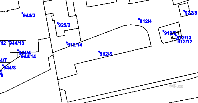 Parcela st. 912/5 v KÚ České Budějovice 4, Katastrální mapa