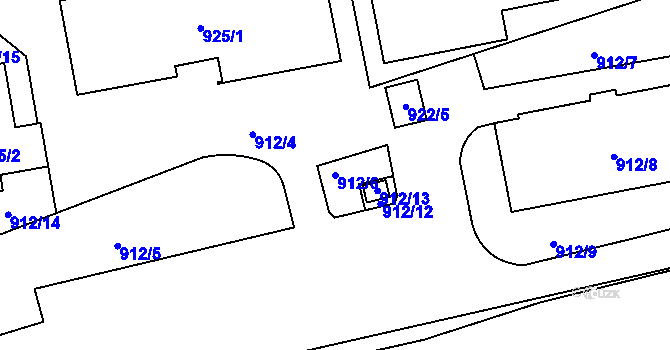 Parcela st. 912/6 v KÚ České Budějovice 4, Katastrální mapa