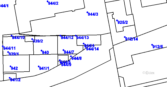 Parcela st. 944/4 v KÚ České Budějovice 4, Katastrální mapa