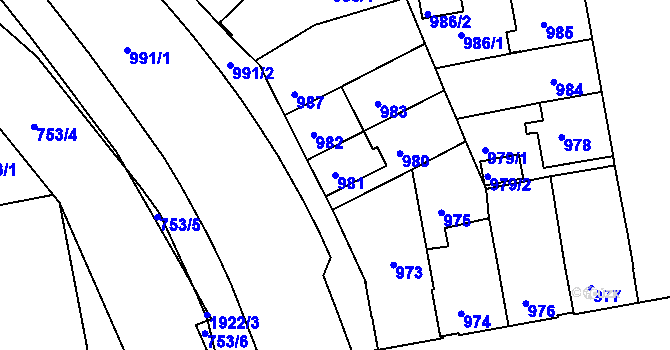 Parcela st. 981 v KÚ České Budějovice 4, Katastrální mapa