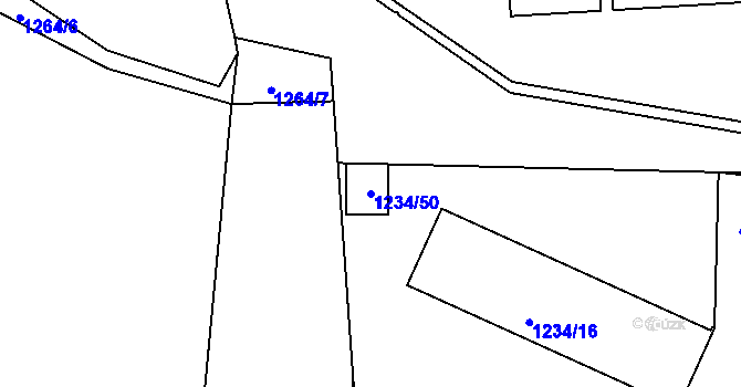 Parcela st. 1234/50 v KÚ České Budějovice 4, Katastrální mapa