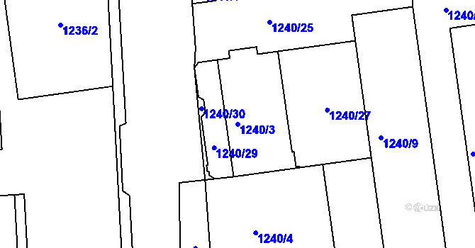 Parcela st. 1240/3 v KÚ České Budějovice 4, Katastrální mapa