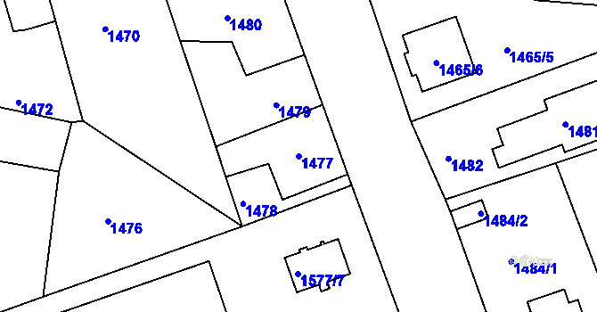 Parcela st. 1477 v KÚ České Budějovice 4, Katastrální mapa