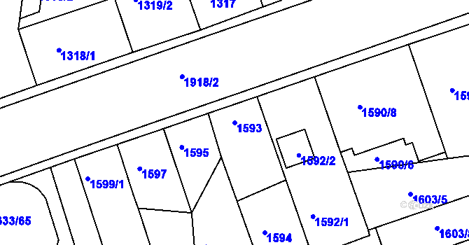 Parcela st. 1593 v KÚ České Budějovice 4, Katastrální mapa