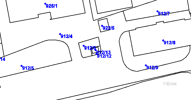 Parcela st. 912/13 v KÚ České Budějovice 4, Katastrální mapa