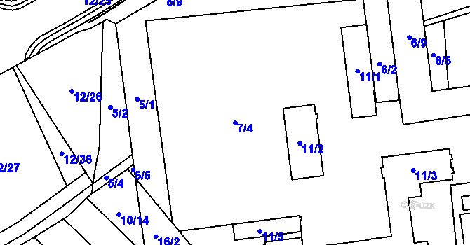 Parcela st. 7/4 v KÚ České Budějovice 4, Katastrální mapa