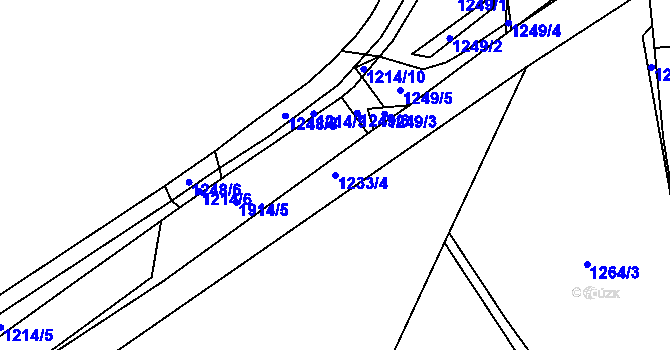 Parcela st. 1233/4 v KÚ České Budějovice 4, Katastrální mapa