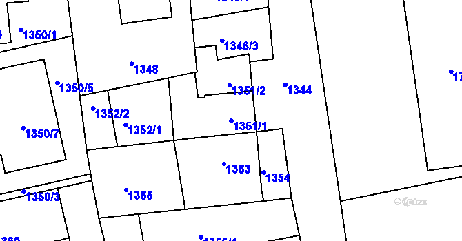 Parcela st. 1351/1 v KÚ České Budějovice 4, Katastrální mapa