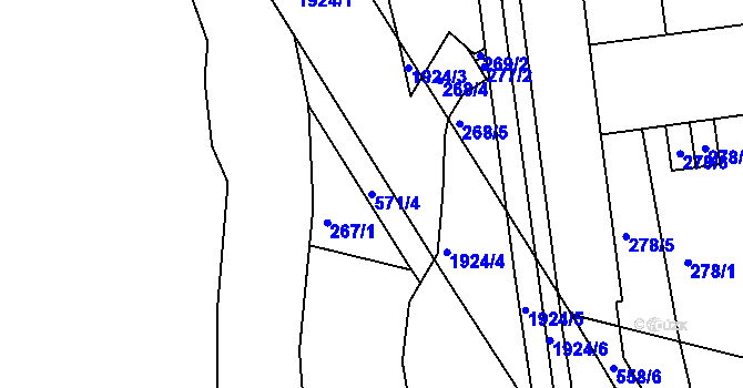 Parcela st. 571/4 v KÚ České Budějovice 4, Katastrální mapa