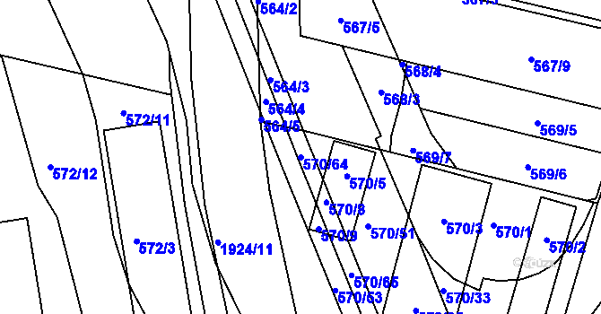 Parcela st. 570/64 v KÚ České Budějovice 4, Katastrální mapa