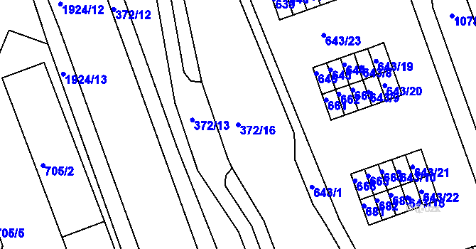 Parcela st. 372/16 v KÚ České Budějovice 4, Katastrální mapa