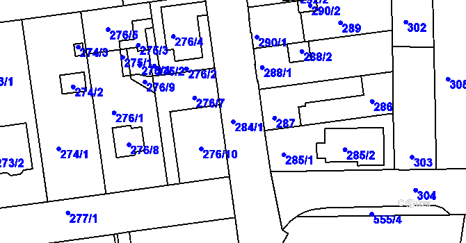 Parcela st. 284/1 v KÚ České Budějovice 4, Katastrální mapa
