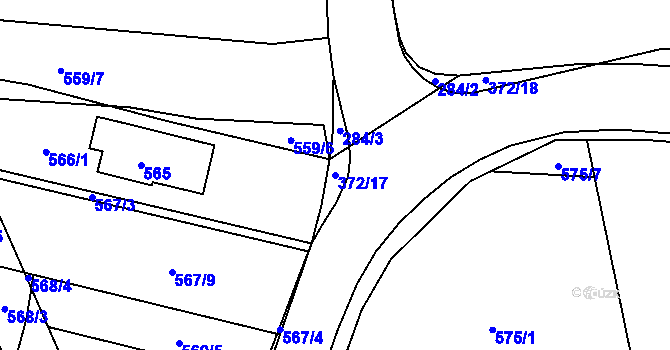 Parcela st. 372/17 v KÚ České Budějovice 4, Katastrální mapa