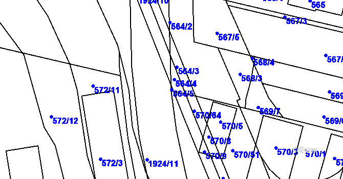 Parcela st. 564/5 v KÚ České Budějovice 4, Katastrální mapa