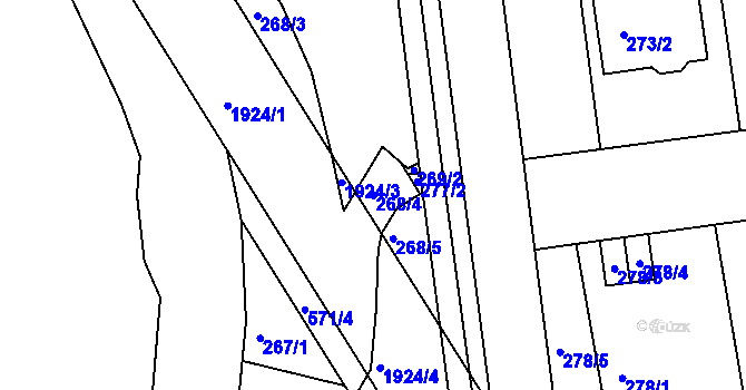 Parcela st. 268/4 v KÚ České Budějovice 4, Katastrální mapa