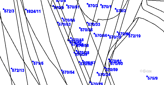 Parcela st. 570/37 v KÚ České Budějovice 4, Katastrální mapa