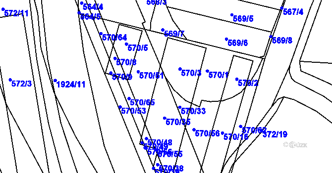 Parcela st. 570/43 v KÚ České Budějovice 4, Katastrální mapa