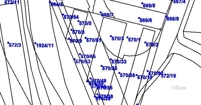 Parcela st. 570/44 v KÚ České Budějovice 4, Katastrální mapa