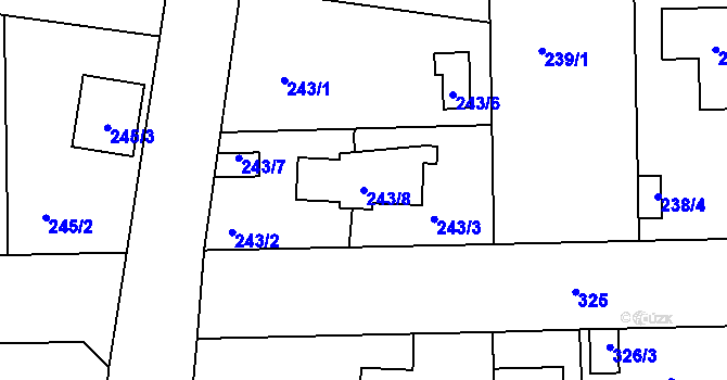 Parcela st. 243/8 v KÚ České Budějovice 4, Katastrální mapa