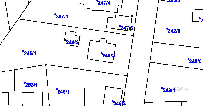 Parcela st. 246/3 v KÚ České Budějovice 4, Katastrální mapa