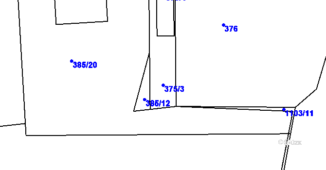 Parcela st. 375/3 v KÚ České Budějovice 4, Katastrální mapa