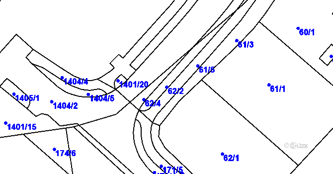 Parcela st. 62/2 v KÚ České Budějovice 4, Katastrální mapa